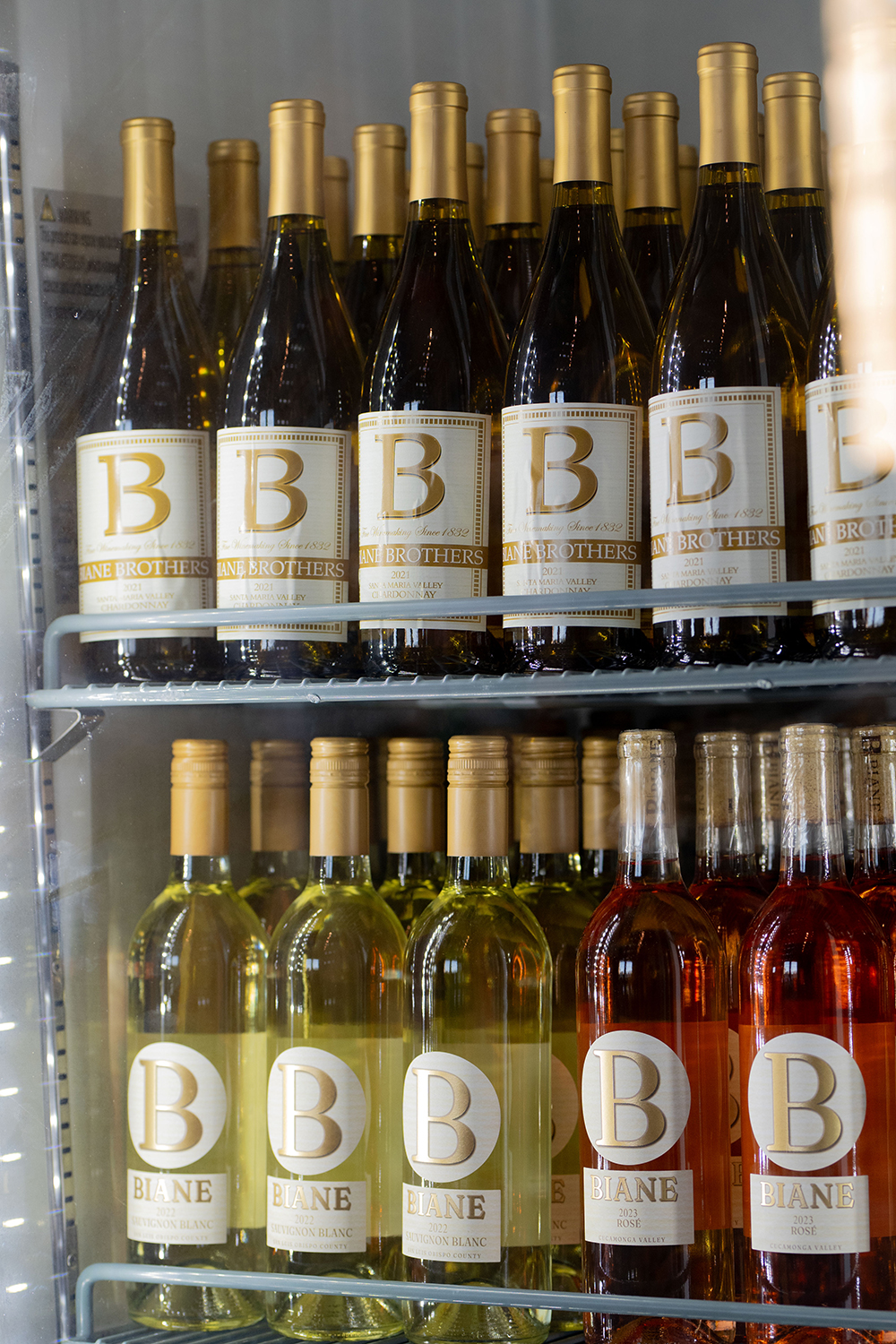 Bottles of wine at a Biane event